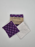 Set of 6 Purple with White Patch Print Handmade Reusable Make Up Remover Pads