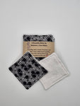 Set of 6 Grey & Black Psychadelic Retro Circle Print Handmade Reusable Make Up Remover Pads