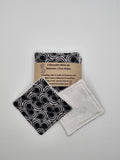 Set of 6 Grey & Black Psychadelic Retro Circle Print Handmade Reusable Make Up Remover Pads