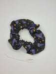 S1319 - Black with Purple Witch Hat Halloween Print Handmade Fabric Hair Scrunchies