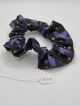 S1319 - Black with Purple Witch Hat Halloween Print Handmade Fabric Hair Scrunchies