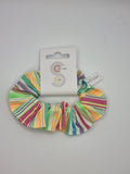 S1320 - Multicolour Stripe Print Handmade Fabric Hair Scrunchies