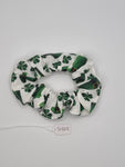 S1322 - Irish Theme Shamrock & Leprechaun Hat Print Handmade Fabric Hair Scrunchies