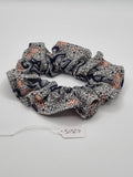 S1327 - Navy Blue & Pale Grey Pattern Print Handmade Fabric Hair Scrunchies