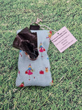 Pale Turquoise Blue with Lady Shopping Winter Christmas Print Handmade Doggie Doo / Puppy Poop Bag Holder Pouch