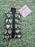 Green with NOEL Heart Christmas Print Handmade Doggie Doo / Puppy Poop Bag Holder Pouch