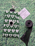 Green with NOEL Heart Christmas Print Handmade Doggie Doo / Puppy Poop Bag Holder Pouch