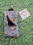 Pale Cornflower Blue with Guinea Pig Print Handmade Doggie Doo / Puppy Poop Bag Holder Pouch