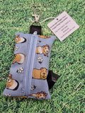 Pale Cornflower Blue with Guinea Pig Print Handmade Doggie Doo / Puppy Poop Bag Holder Pouch