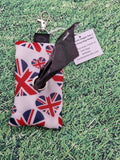 Union Jack Flag Heart Patriotic Print Handmade Doggie Doo / Puppy Poop Bag Holder Pouch