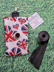 Union Jack Flag Heart Patriotic Print Handmade Doggie Doo / Puppy Poop Bag Holder Pouch