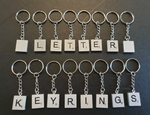 Metallic Silver Colour Handmade Alphabet Letter Keyrings