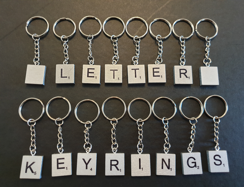 Metallic Silver Colour Handmade Alphabet Letter Keyrings