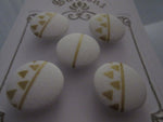 A2098 Lot of 5 Handmade White & Gold Colour Geometric Pattern Fabric Covered Buttons