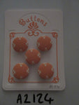 A2124 Lot of 5 Handmade Peach with White Aztec Like Detail Fabric Covered Buttons
