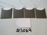 Set of 4 No.3069 Dark Green with Cream Dots Unique Handmade Gift Tags