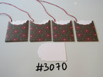 Set of 4 No.3070 Dark Green with Red Poinsettia Unique Handmade Gift Tags