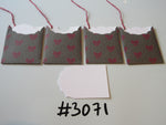 Set of 4 No. 3071 Dark Green with Red Bows & Cream Dots Unique Handmade Gift Tags