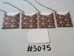 Set of 4 No. 3075 Brown with Cream Snowflakes Unique Handmade Gift Tags