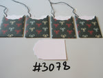 Set of 4 No. 3078 Dark Green with Red, Blue & Cream Bows Unique Handmade Gift Tags