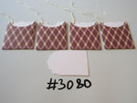 Set of 4 No. 3080 Brown & Cream Harlequin / Check Unique Handmade Gift Tags