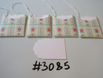 Set of 4 No. 3085 Cream with Christmas Snowglobe Scene Unique Handmade Gift Tags