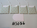 Set of 4 No. 3086 Pale Blue with Christmas Swag Detail Unique Handmade Gift Tags