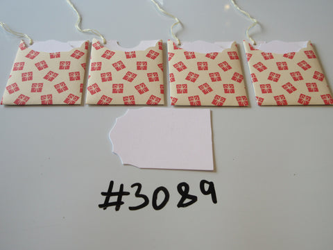 Set of 4 No. 3089 Cream with Red Christmas Gift Boxes Unique Handmade Gift Tags