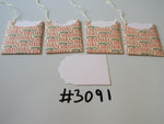 Set of 4 No. 3091 Cream with Christmas Script Unique Handmade Gift Tags