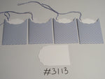 Set of 4 No. 3113 Blue & Cream Diagonal Stripe Unique Handmade Gift Tags