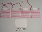 Set of 4 No. 3114 Pink Geometric Stripe Unique Handmade Gift Tags