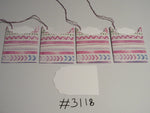 Set of 4 No. 3118 Pink Geometric Stripe Design Unique Handmade Gift Tags
