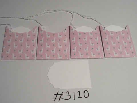 Set of 4 No. 3120 Pink with Llamas Unique Handmade Gift Tags