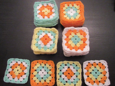 Set of 36 Handmade Crochet Squares - Sherbet Colours