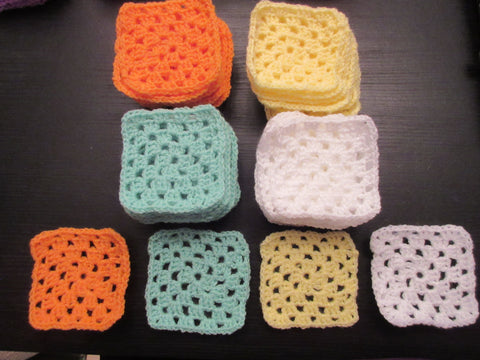 Set of 36 Handmade Crochet Squares - Sherbet Block Colours