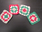 Set of 36 Handmade Crochet Squares - Christmas Colours