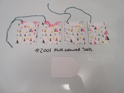 Set of 4 No.2001 Multi Coloured Sails Unique Handmade Gift Tags