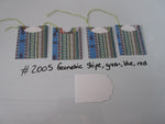 Set of 4 No.2005 Geometric Stripe, Green, Blue, Red Unique Handmade Gift Tags