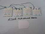 Set of 4 No.2008 Multicoloured Sketch Unique Handmade Gift Tags