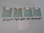 Set of 4 No.2009 Aqua Green with Coloured Spots Unique Handmade Gift Tags