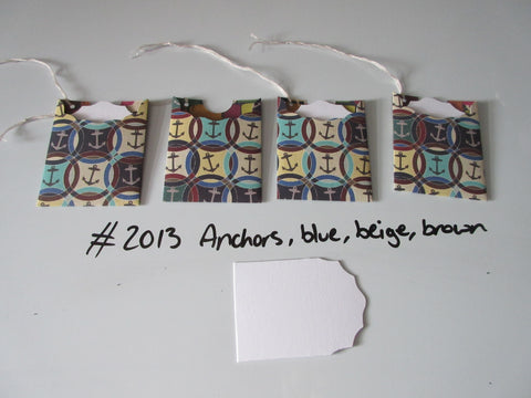 Set of 4 No.2013 Anchors Blue, Beige, Brown Unique Handmade Gift Tags