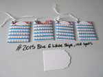 Set of 4 No.2015 Blue & White Stripe, Red Spots Unique Handmade Gift Tags