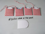 Set of 4 No.2020 White & Red Check Unique Handmade Gift Tags