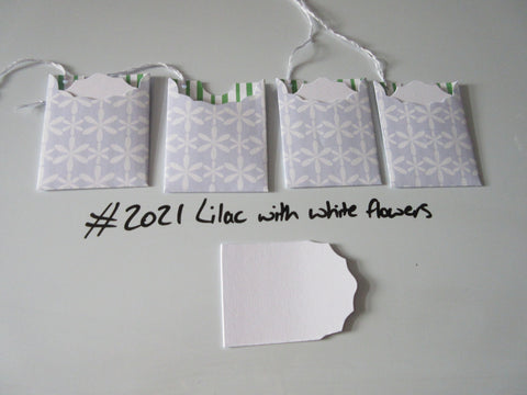 Set of 4 No.2021 Lilac with White Flowers Unique Handmade Gift Tags