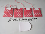 Set of 4 No.2022 Red with Grey Spots Unique Handmade Gift Tags