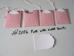 Set of 4 No.2024 Pink with Violet Swirls Unique Handmade Gift Tags