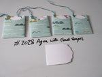 Set of 4 No.2028 Aqua with Cloud Shapes Unique Handmade Gift Tags