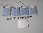 Set of 4 No.2033 Blue Spikey Flowers Unique Handmade Gift Tags