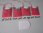 Set of 4 No.2038 Dark Pink with Light Pink Flowers Unique Handmade Gift Tags