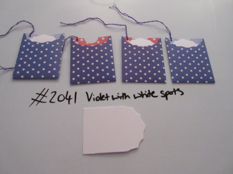 Set of 4 No.2041 Violet with White Spots Unique Handmade Gift Tags